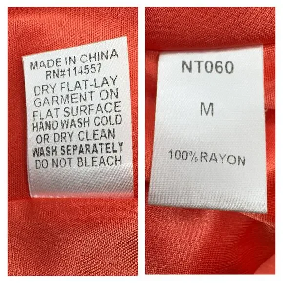 THML Orange Embroidered Off Shoulder Ruffle Mini Dress Aztec Festival Beach M - Picture 12 of 13